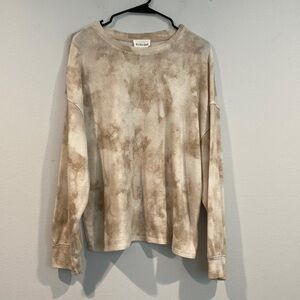 Olive & Oak Cream and White Tie-Dye Long Sleeve Crew Neck - Size Medium